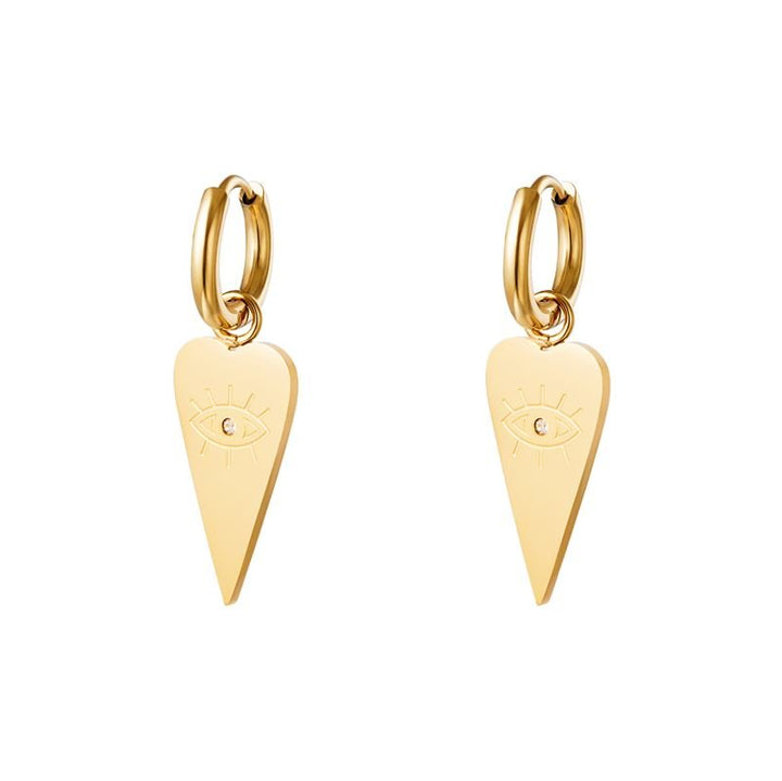 SOHO Hoop Earrings with all - seeing eye pendant - Gold - | Fashiongirl