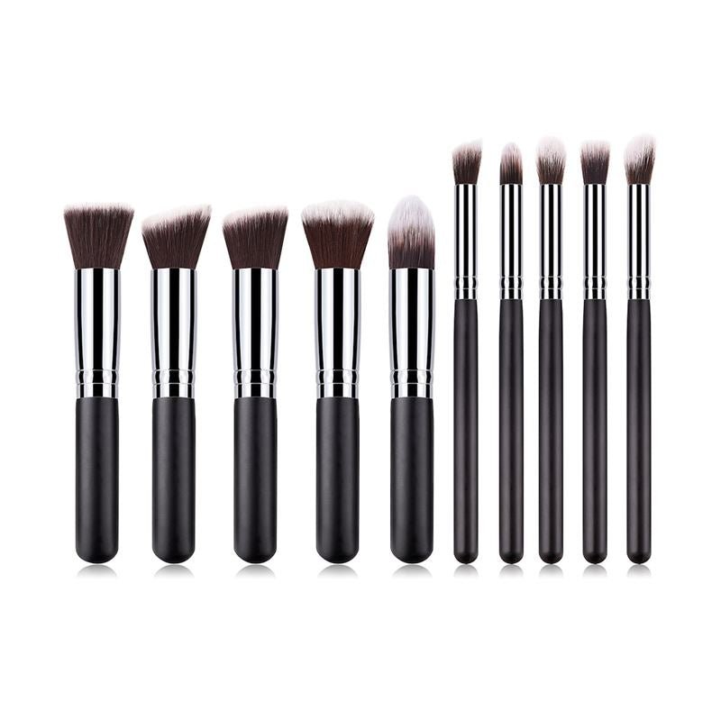 Technique PRO Makeup Brushes, Silver/Black - 10 pcs -