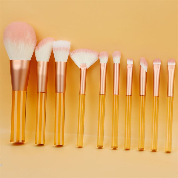Technique PRO Translucent Perfection Makeup Brush Set - 9 Makeup Brushes with Bag (ORANGE) -