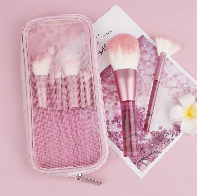 Technique PRO Translucent Perfection Makeup Brush Set - 9 Makeup Brushes with Bag (PINK) -