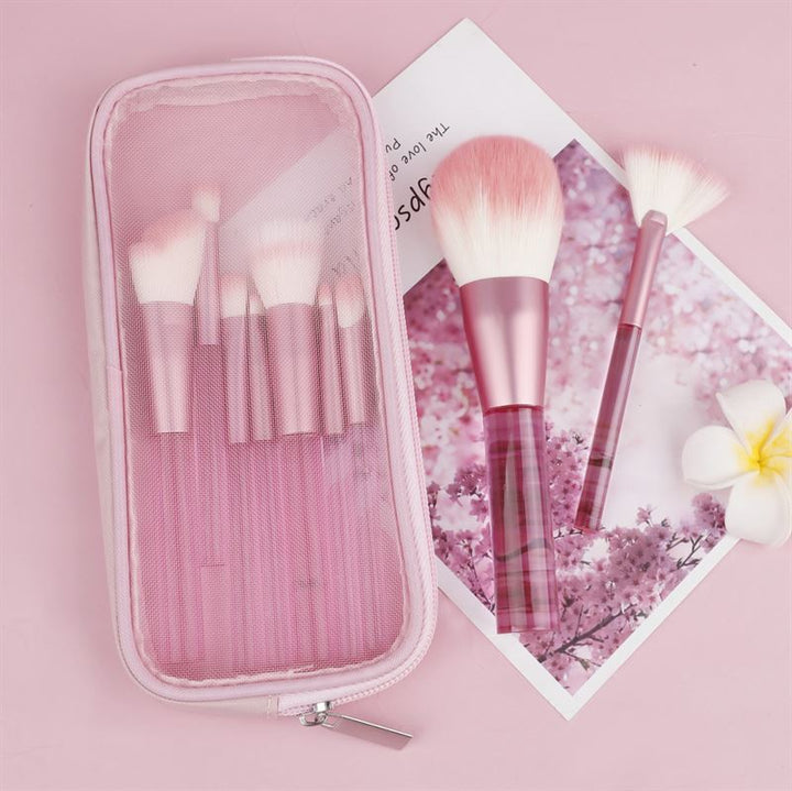 Technique PRO Translucent Perfection Makeup Brush Set - 9 Makeup Brushes with Bag (PINK) -