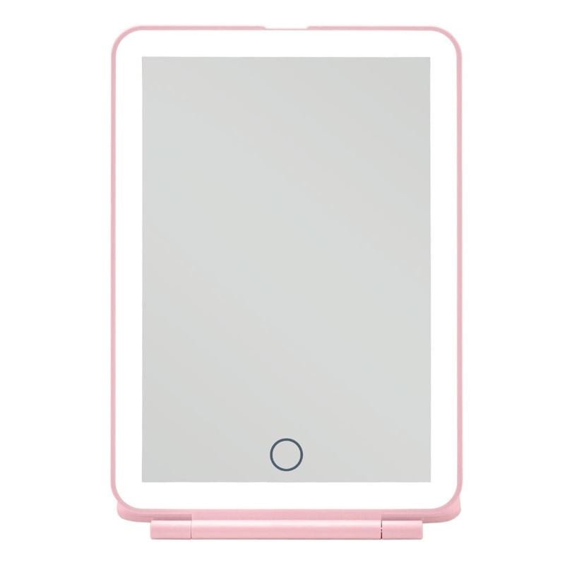 UNIQ Foldable Rechargeable LED Mirror - Vanity Travel Mirror - Pink - Mirror