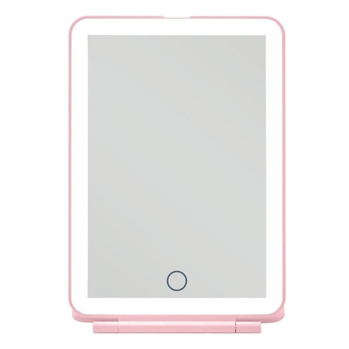 UNIQ Foldable Rechargeable LED Mirror - Vanity Travel Mirror - Pink - Mirror