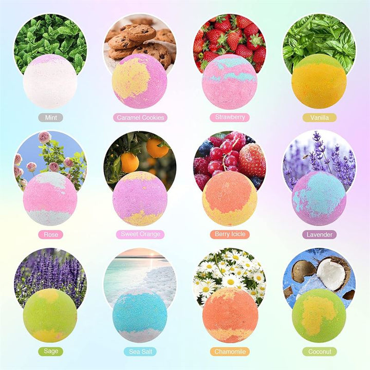Bath bomb gift set with 12 bath bombs - | Fashiongirl