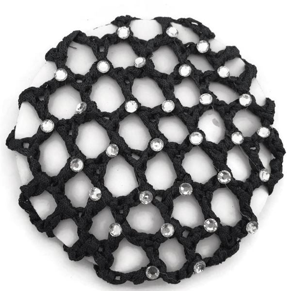 Black Ballet Hairnet with diamonds for hair bun - | Fashiongirl
