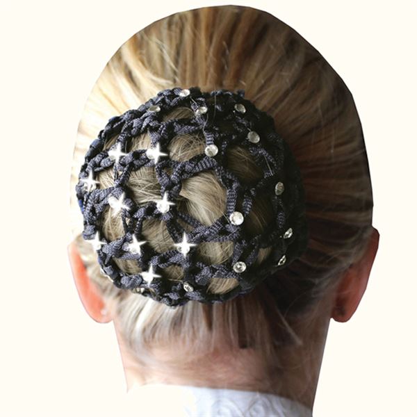 Black Ballet Hairnet with diamonds for hair bun - | Fashiongirl