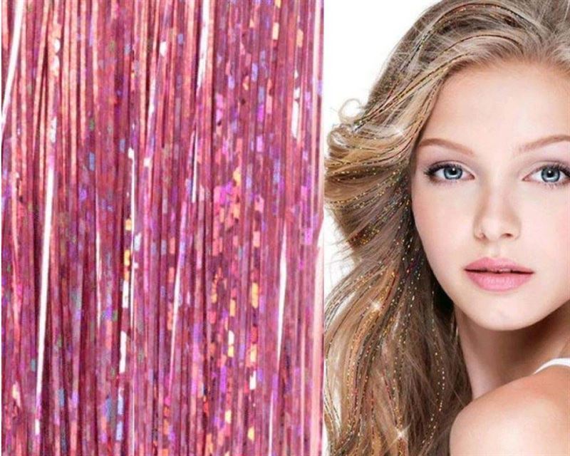 Bling Glitter Extensions 100 pcs glitter hair extensions 80 cm - Pink - | Fashiongirl