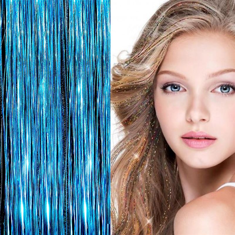 Bling Glitter Extensions 100 pcs glitter hair extensions 80 cm - turquoise - | Fashiongirl