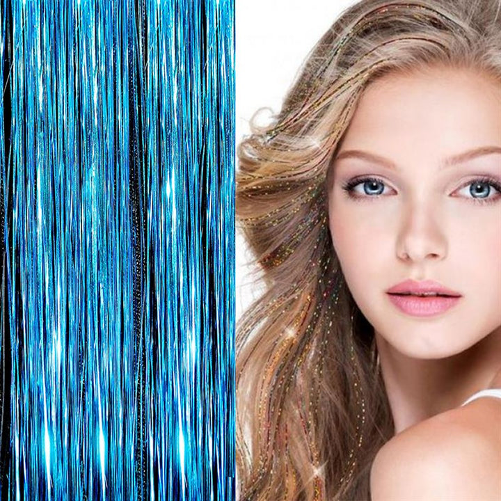 Bling Glitter Extensions 100 pcs glitter hair extensions 80 cm - turquoise - | Fashiongirl