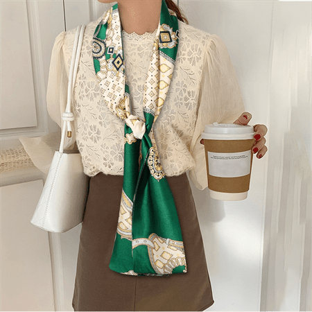 Chris Rubin Bella Silk Scarf - Green - | Fashiongirl