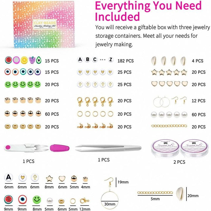 Clay Beads / Heishi Beads Arona Kit - KREA DIY Jewellery Kit with different beads - 12000 pcs - | Fashiongirl