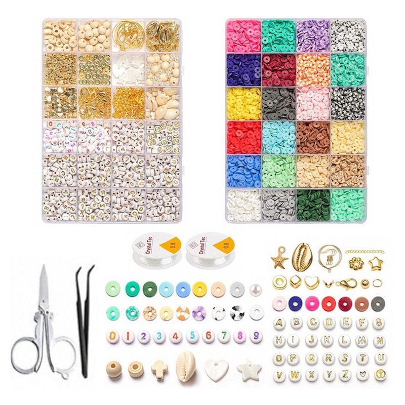 Clay Beads / Heishi Beads Bohemian Kit - KREA DIY Jewellery Kit with different beads - 6000 pcs - | Fashiongirl