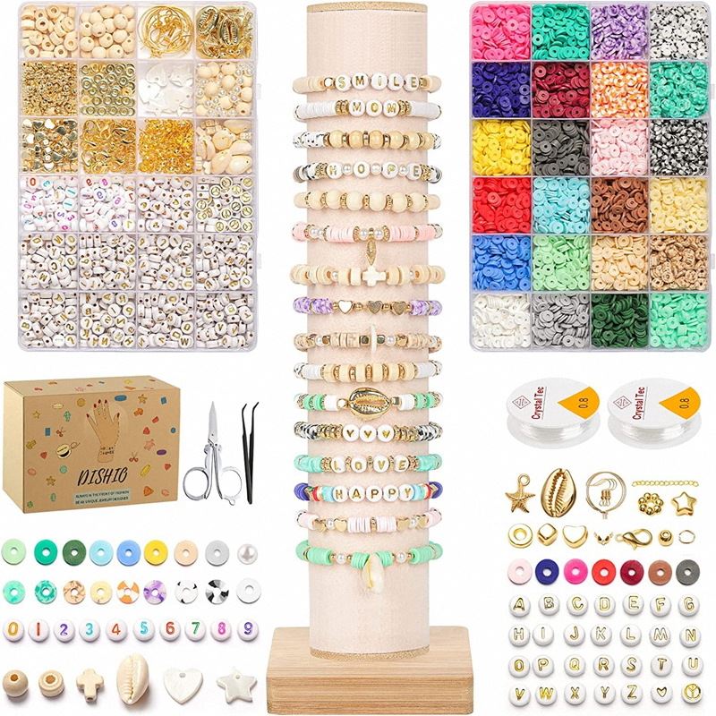 Clay Beads / Heishi Beads Bohemian Kit - KREA DIY Jewellery Kit with different beads - 6000 pcs - | Fashiongirl