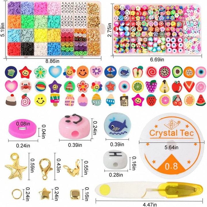 Clay Beads / Heishi Beads Fimo Kit - KREA DIY Jewellery Kit with different beads - 4500 pcs - | Fashiongirl