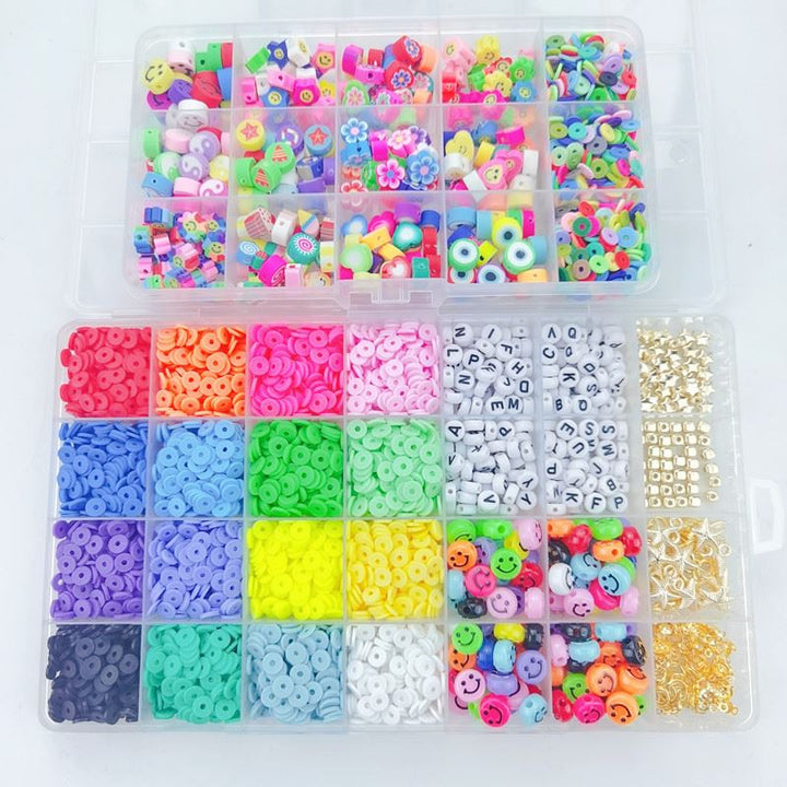 Clay Beads / Heishi Beads Fimo Kit - KREA DIY Jewellery Kit with different beads - 4500 pcs - | Fashiongirl