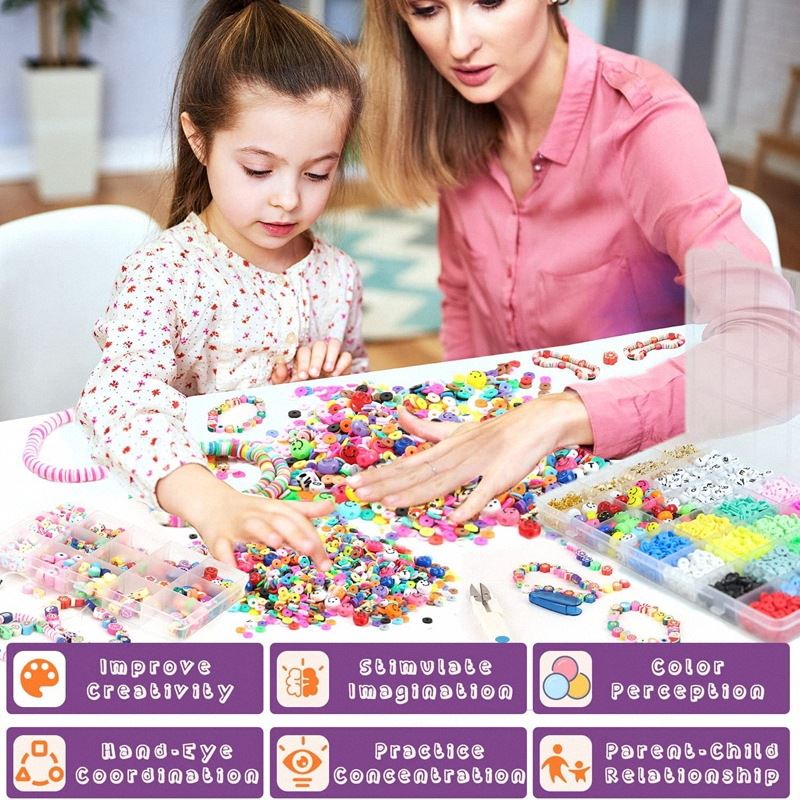 Clay Beads / Heishi Beads Fimo Kit - KREA DIY Jewellery Kit with different beads - 4500 pcs - | Fashiongirl