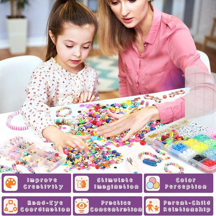 Clay Beads / Heishi Beads Fimo Kit - KREA DIY Jewellery Kit with different beads - 4500 pcs - | Fashiongirl