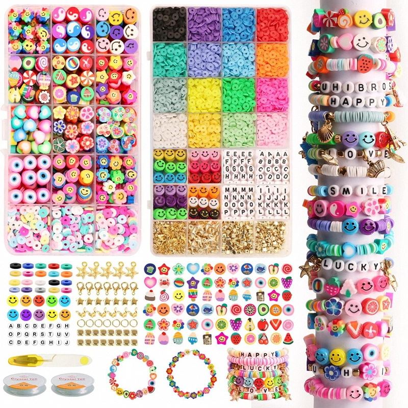 Clay Beads / Heishi Beads Fimo Kit - KREA DIY Jewellery Kit with different beads - 4500 pcs - | Fashiongirl