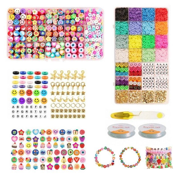 Clay Beads / Heishi Beads Fimo Kit - KREA DIY Jewellery Kit with different beads - 4500 pcs - | Fashiongirl