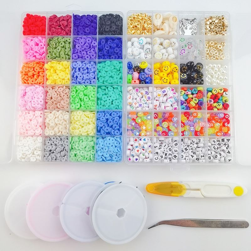 Clay Beads / Heishi Beads Merkki Kit - KREA DIY Jewellery Kit with different beads - 7000 pcs - | Fashiongirl