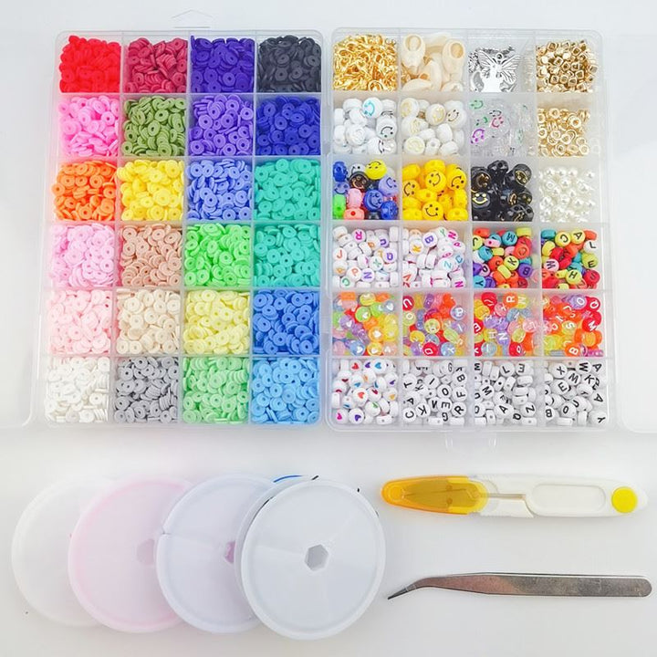 Clay Beads / Heishi Beads Merkki Kit - KREA DIY Jewellery Kit with different beads - 7000 pcs - | Fashiongirl