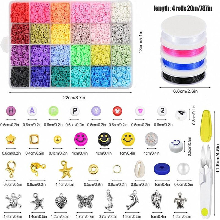 Clay Beads / Heishi Beads Merkki Kit - KREA DIY Jewellery Kit with different beads - 7000 pcs - | Fashiongirl