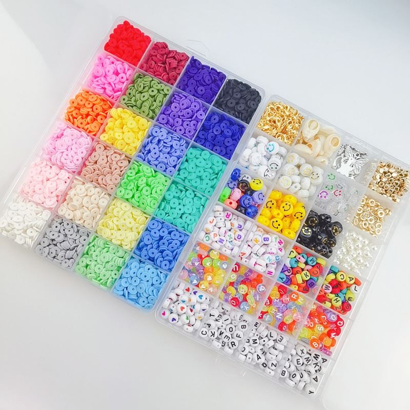 Clay Beads / Heishi Beads Merkki Kit - KREA DIY Jewellery Kit with different beads - 7000 pcs - | Fashiongirl