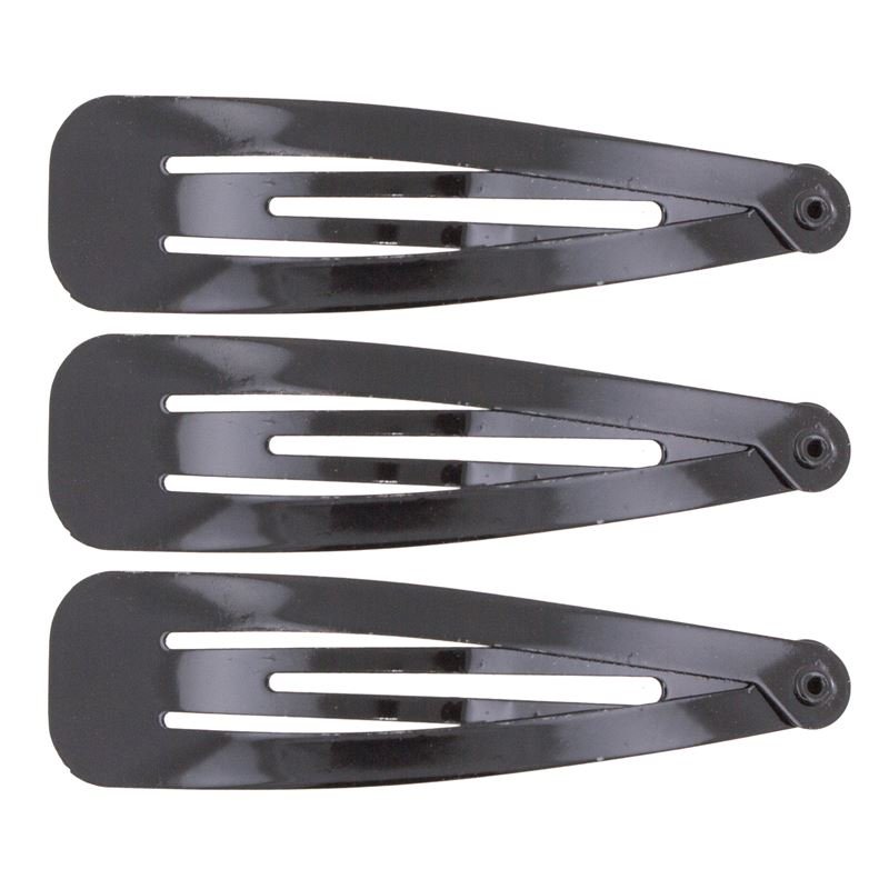 Click buckles hair clips in black, classic design - 12 pcs - | Fashiongirl