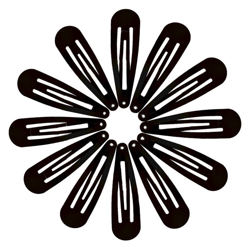 Click buckles hair clips in black, classic design - 12 pcs - | Fashiongirl