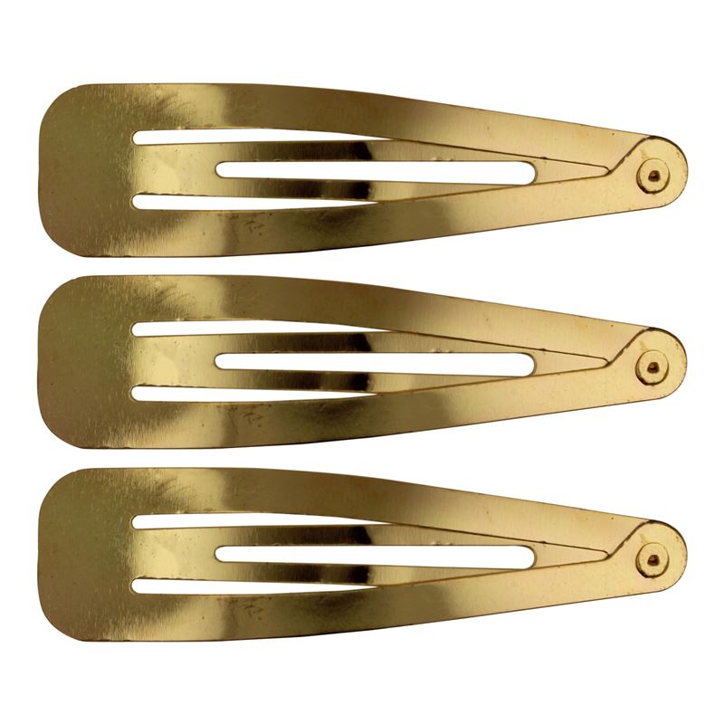 Click clasps hair clips in gold, classic design - 12 pcs - | Fashiongirl