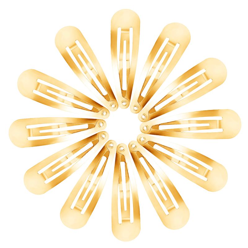 Click clasps hair clips in gold, classic design - 12 pcs - | Fashiongirl