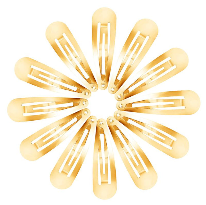 Click clasps hair clips in gold, classic design - 12 pcs - | Fashiongirl