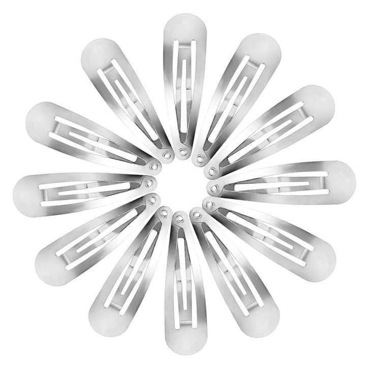 Click clasps hair clips in silver, classic design - 12 pcs - | Fashiongirl