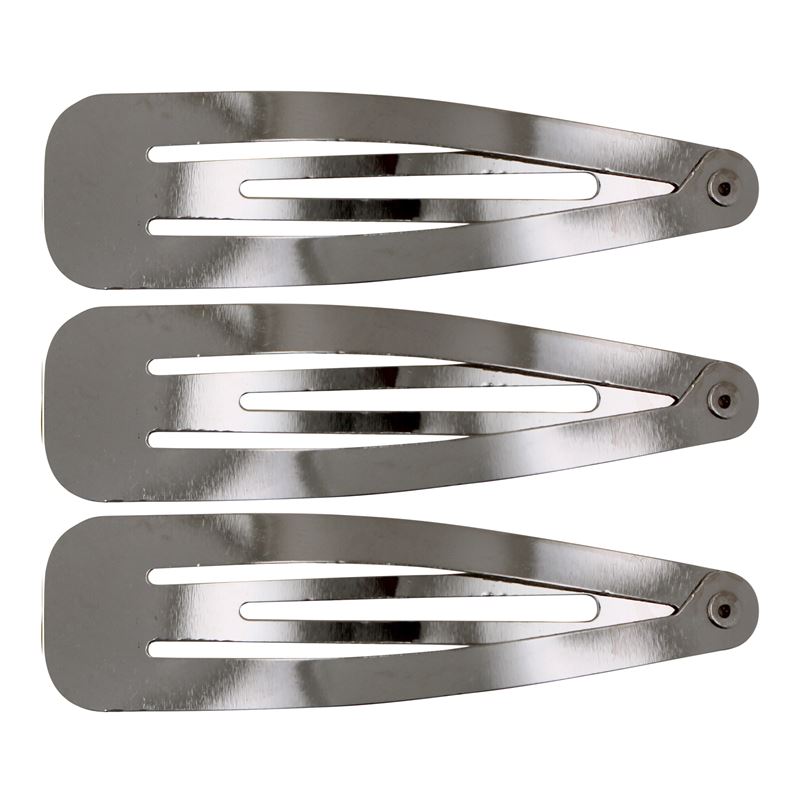 Click clasps hair clips in silver, classic design - 12 pcs - | Fashiongirl