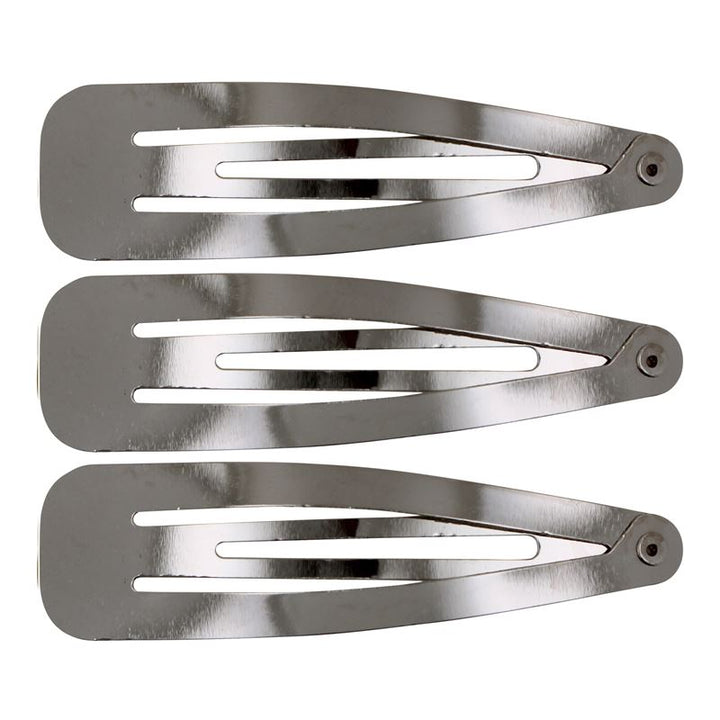 Click clasps hair clips in silver, classic design - 12 pcs - | Fashiongirl