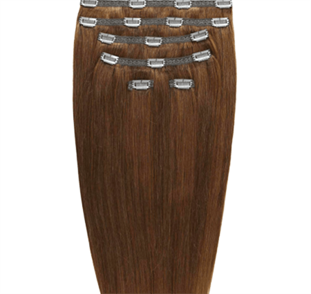 Clip on hair extensions #12 Light brown - 7 sets - 60 cm | Gold24 - | Fashiongirl