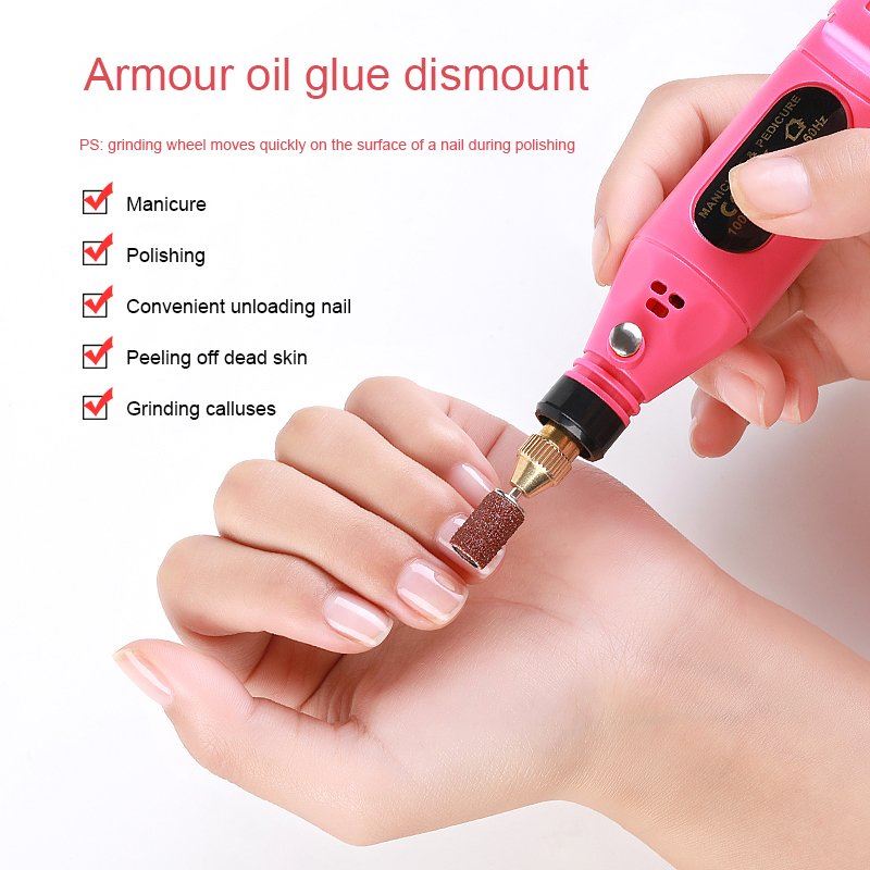 Electric Nail File 6 - in - 1 Manicure Set - Pink - | Fashiongirl