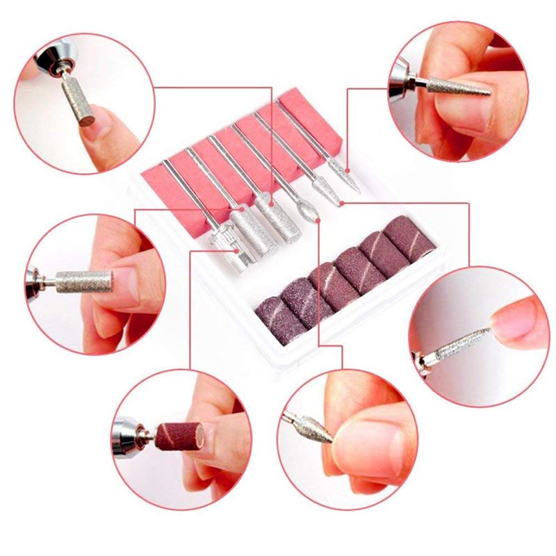 Electric Nail File 6 - in - 1 Manicure Set - Pink - | Fashiongirl
