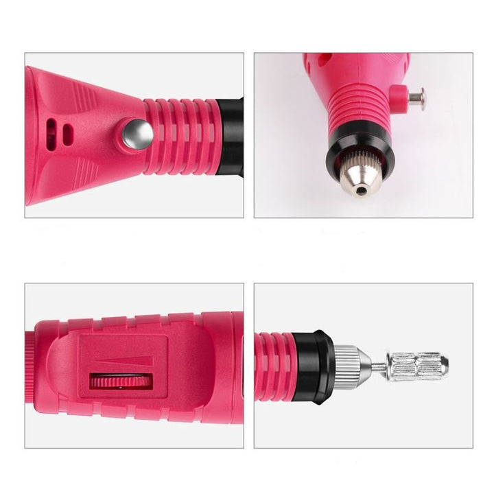 Electric Nail File 6 - in - 1 Manicure Set - Pink - | Fashiongirl