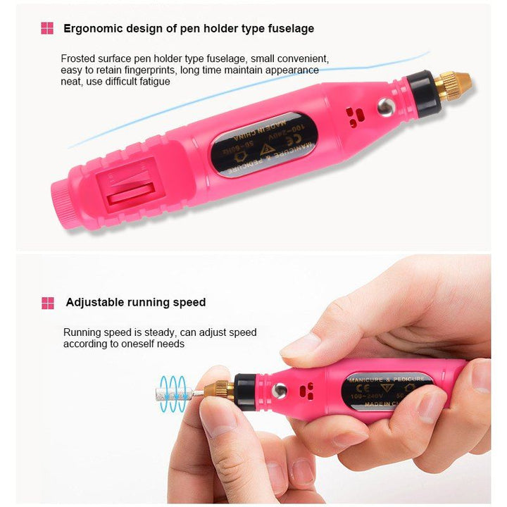 Electric Nail File 6 - in - 1 Manicure Set - Pink - | Fashiongirl