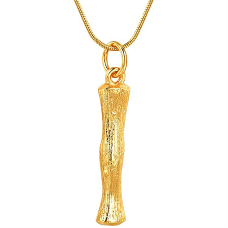 Gold Bamboo Alphabet / Letter Necklace - I - | Fashiongirl