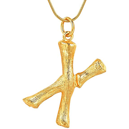 Gold Bamboo Alphabet / Letter Necklace - X - | Fashiongirl