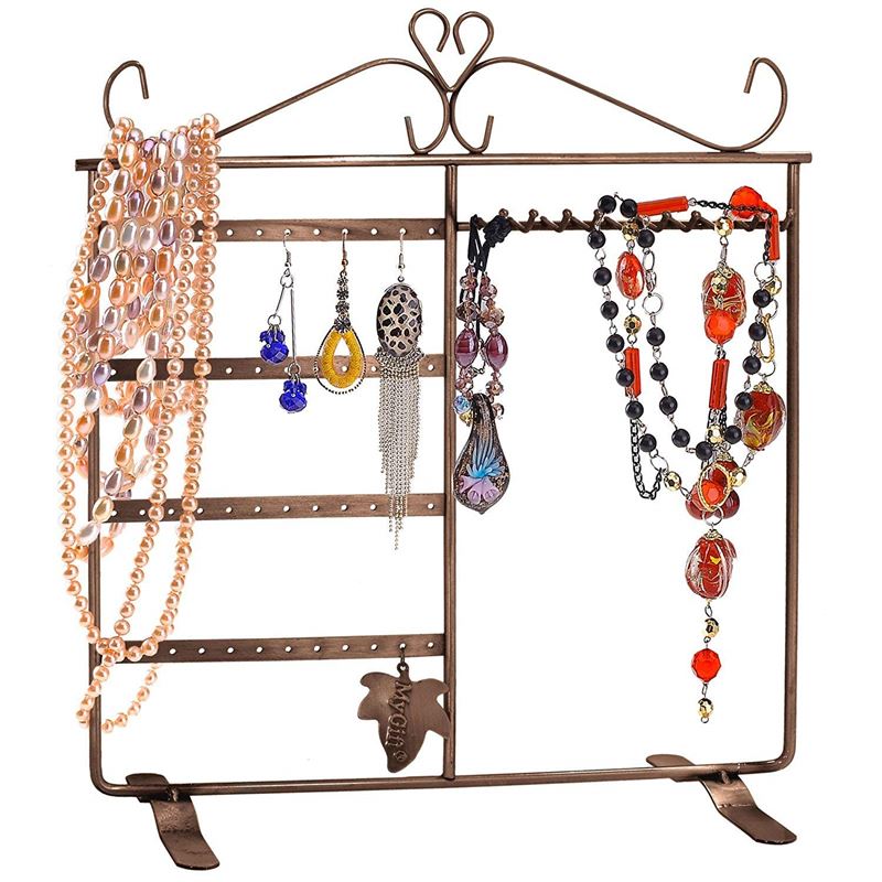 Jewellery stand for earrings, necklaces, finger rings, bronze/copper - | Fashiongirl