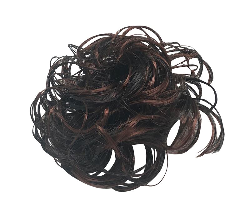 Messy Bun Hair elastic with curly art hair - Brown/Black Mix - Hair Accessories | Fashiongirl