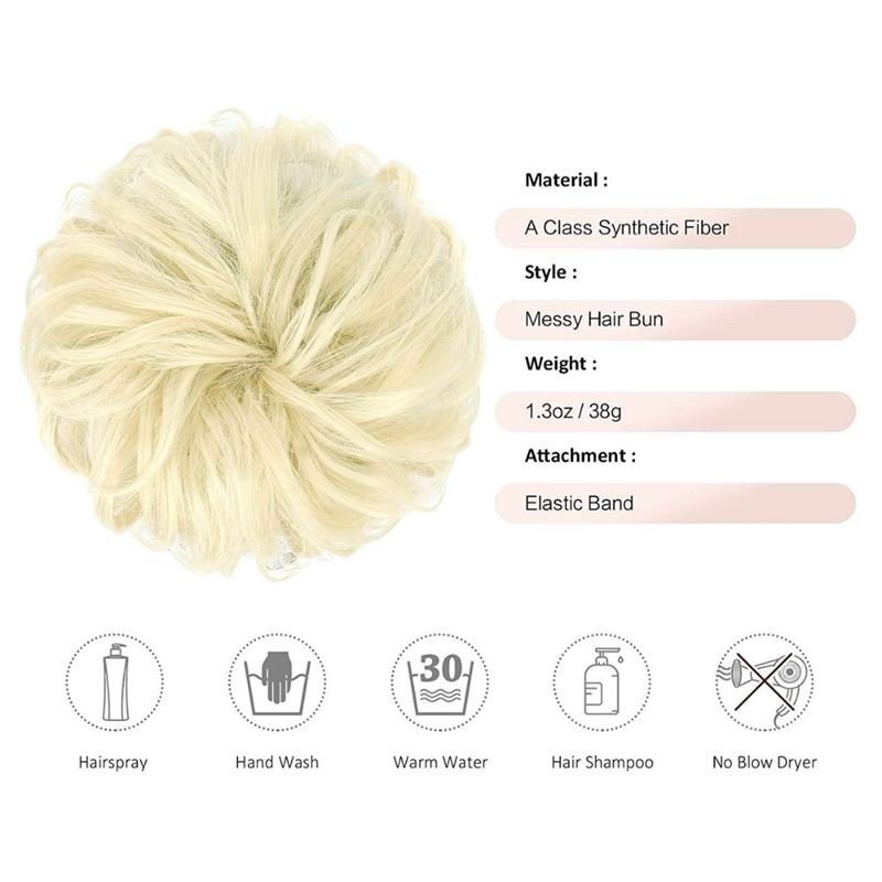 Messy Bun Hair elastic with curly artificial hair - 88 Bleach Blond - Hair Accessories | Fashiongirl
