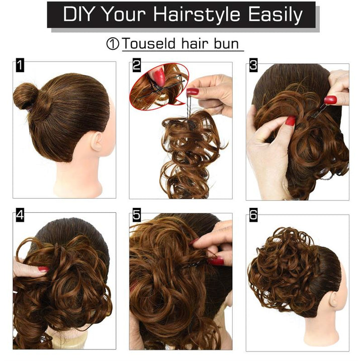 Messy Curly Hair for bun #M6PH613 - Brown/Blond Mix - Hair Accessories | Fashiongirl