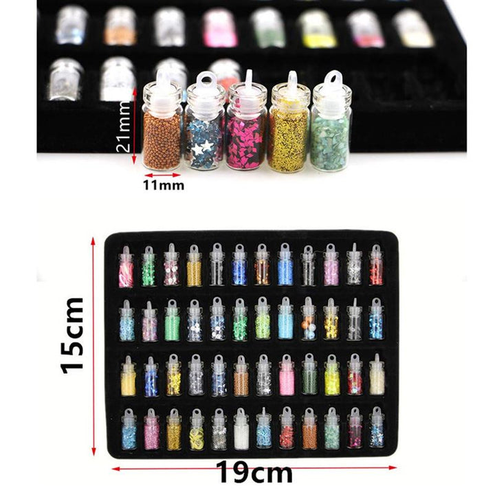 Nail Decoration / Nail Decoration Kit for manicure with pearls, sequins, glitter &amp; diamonds - 48 bottles - | Fashiongirl