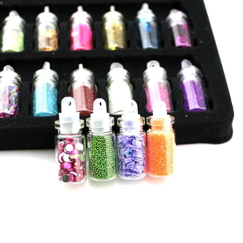 Nail Decoration / Nail Decoration Kit for manicure with pearls, sequins, glitter &amp; diamonds - 48 bottles - | Fashiongirl