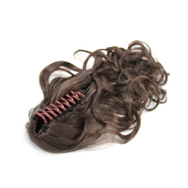 Ponytail Ponytail with hair clip, Curly - brown #4 - | Fashiongirl