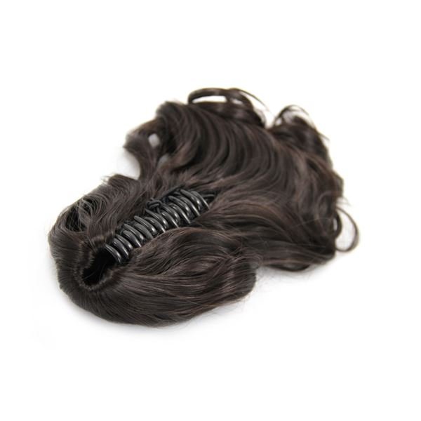 Ponytail ponytail with hair clip, Curly - dark brown #2 - | Fashiongirl